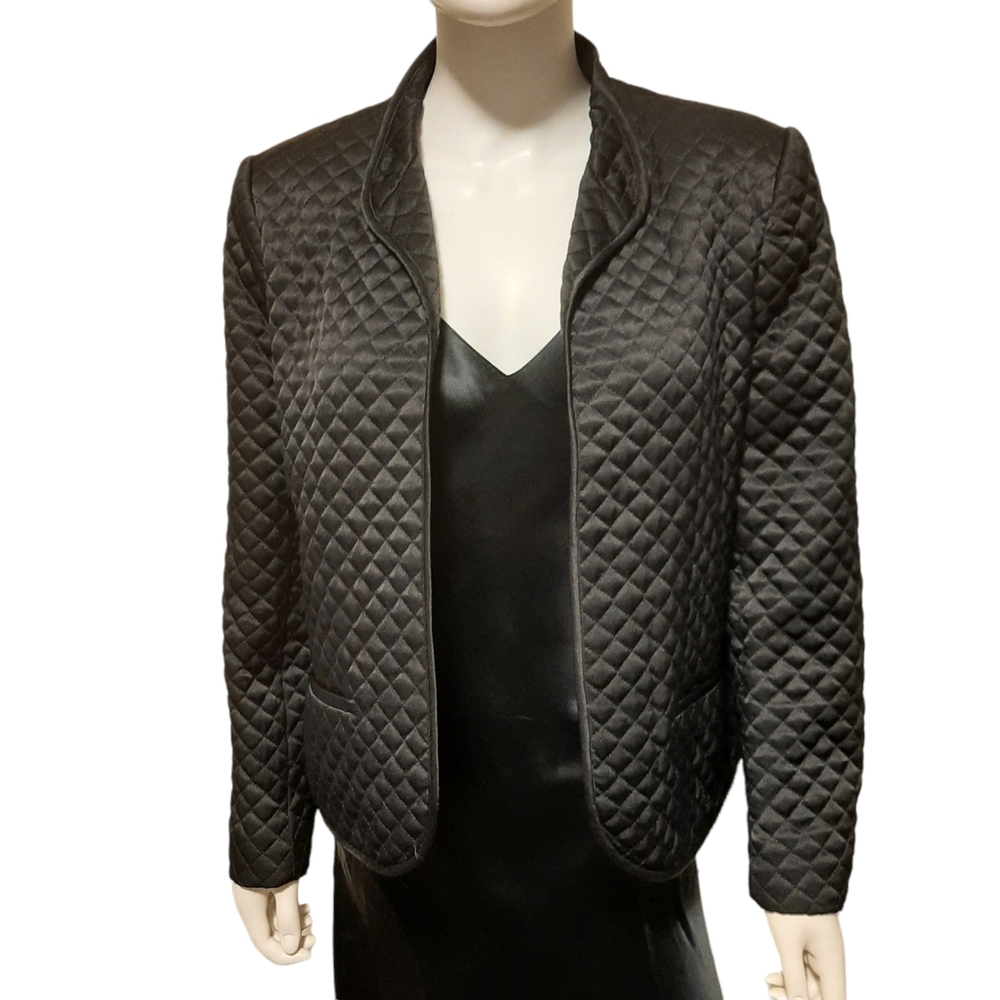 Vintage AUSTIN HILL Quilted Crepe Open Front Jacket